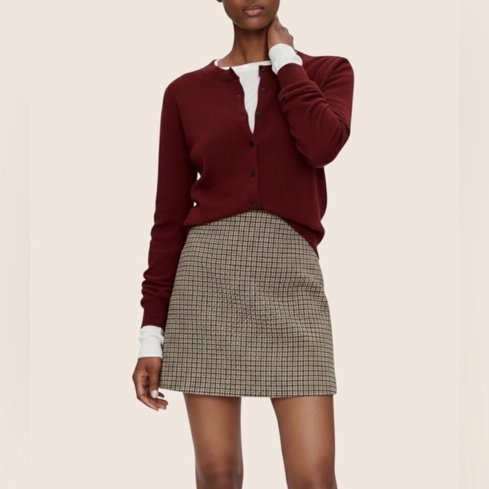 Marella Sport NWT (Max Mara) Plaid Wool Blend Mini Skirt Sz 8 Whisky Camel Brown